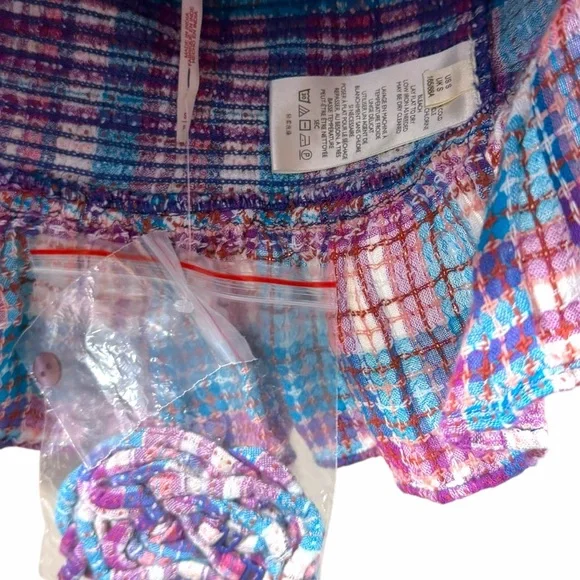 Free People Smocked Plaid Crop Tube Top Size Small NWOT - Picture 5 of 7